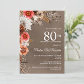 Witte Bloemen Neutral Herfst Bloemen 80ste Verjaar Kaart (Staand voorkant)