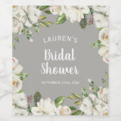 Witte Bloemen Neutrale Rustieke Bruiloftsdouche Wijn Etiket (Enkel label)