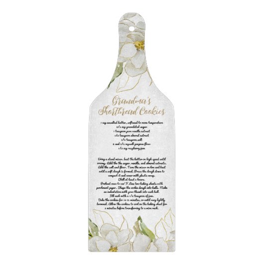 Witte Bloemen Oma's Cookie Recept Boerderij Snijplank (Voorkant)