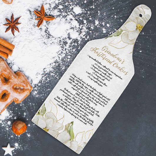 Witte Bloemen Oma's Cookie Recept Boerderij Snijplank