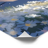 Witte bloemen omringd door sterren perfect poster (Hoek)