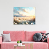 Witte bloemen onder een mooie hemel canvas afdruk (Insitu (Woonkamer))
