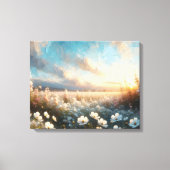 Witte bloemen onder een mooie hemel canvas afdruk (Voorkant)