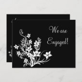 Witte Bloemen Ontwerp op Zwarte Briefkaarten (Voorkant / Achterkant)