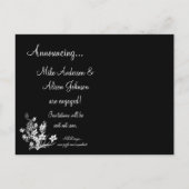 Witte Bloemen Ontwerp op Zwarte Briefkaarten (Achterkant)