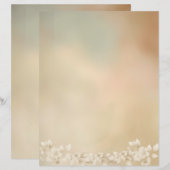 Witte Bloemen op Aarde Tonen Briefhoofd (Voorkant / Achterkant)