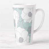 Witte bloemen op Aqua Latte Mok (Rechts)