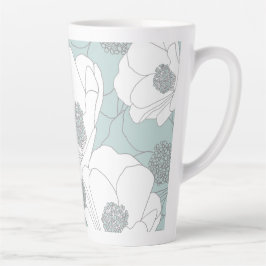 Witte bloemen op Aqua Latte Mok