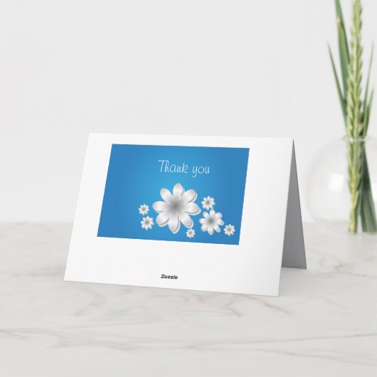 Witte bloemen op Baby Blue - Personaliseer bericht Kaart (Achterkant)
