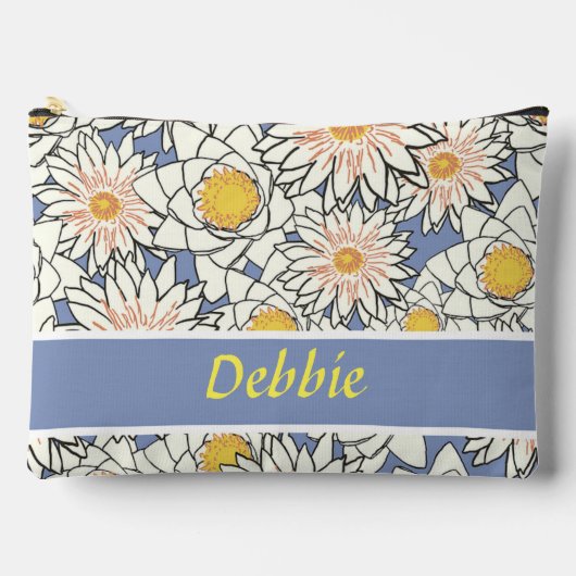 Witte bloemen op blauw etui (Voorkant)