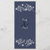 Witte Bloemen op blauwe bruiloft Menu (Achterkant)
