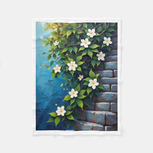 Witte bloemen op blauwe deken (Voorkant)