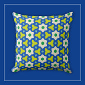 Witte bloemen op blauwe en groene geometrische blo kussen