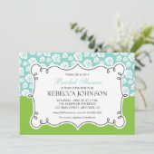 Witte bloemen op Blauwgroen en groen Vrijgezellenf Kaart (Staand voorkant)