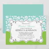 Witte bloemen op Blauwgroen en groen Vrijgezellenf Kaart (Voorkant / Achterkant)