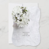 Witte bloemen op bruiden jurk bruiloft kaart (Achterkant)