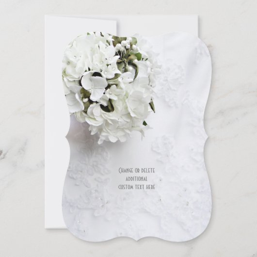 Witte bloemen op bruiden jurk bruiloft kaart (Achterkant)