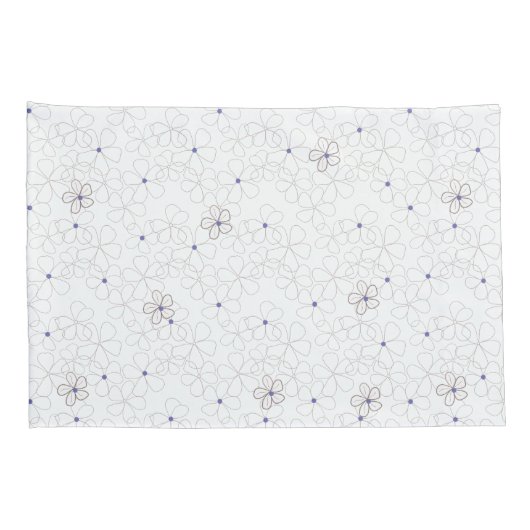 Witte bloemen op de Kussensloop Periwinkle (Achterkant-Rechts)