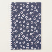 Witte bloemen op denim blauwe planner (Voorkant)