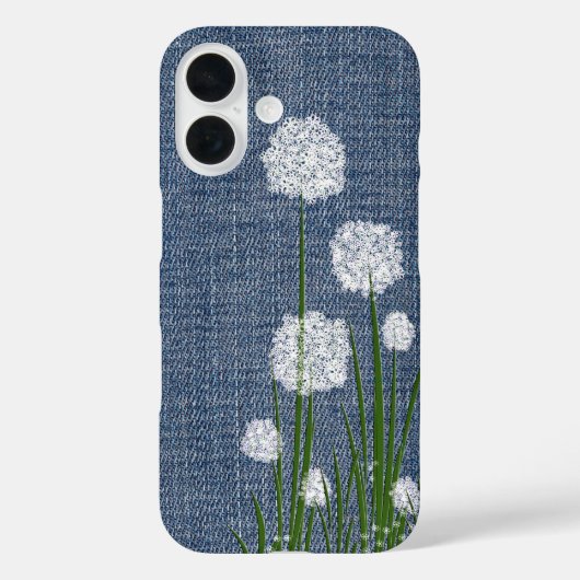 Witte bloemen op denim Case-Mate iPhone case (Achterkant)