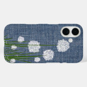Witte bloemen op denim Case-Mate iPhone case (Achterkant (horizontaal))