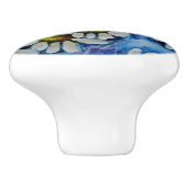 Witte Bloemen op een blauwe achtergrond Keramische Knop (Zijkant)