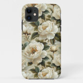Witte bloemen op een crème achtergrond. Case-Mate iPhone case (Achterkant)
