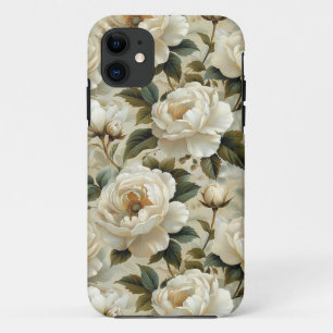 Witte bloemen op een crème achtergrond. Case-Mate iPhone case