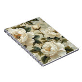 Witte bloemen op een crème achtergrond. notitieboek (Rechterzijde)