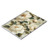 Witte bloemen op een crème achtergrond. notitieboek (Linkerzijde)