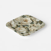 Witte bloemen op een crème achtergrond. papieren bordje (Gebogen)