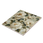 Witte bloemen op een crème achtergrond. tegeltje (Zijkant)