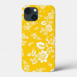 Witte bloemen op een gele lente achtergrond Case-Mate iPhone case