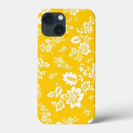 Witte bloemen op een gele lente achtergrond Case-Mate iPhone case (Achterkant)