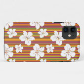 Witte bloemen op een gestreepte achtergrond Case-Mate iPhone case (Achterkant (horizontaal))