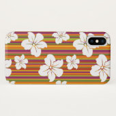 Witte bloemen op een gestreepte achtergrond Case-Mate iPhone case (Achterkant (horizontaal))