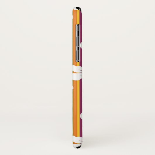 Witte bloemen op een gestreepte achtergrond Case-Mate iPhone case (Achterkant/links)