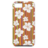 Witte bloemen op een gestreepte achtergrond Case-Mate iPhone case (Achterkant)