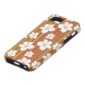 Witte bloemen op een gestreepte achtergrond Case-Mate iPhone case (Onderkant)
