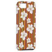 Witte bloemen op een gestreepte achtergrond Case-Mate iPhone case (Back/Rechts)