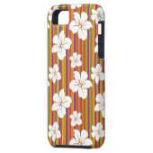 Witte bloemen op een gestreepte achtergrond Case-Mate iPhone case (Achterkant Links)
