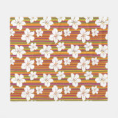 Witte bloemen op een gestreepte achtergrond fleece deken (Voorkant (Horizontaal))