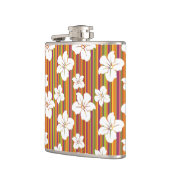 Witte bloemen op een gestreepte achtergrond heupfles (Links)