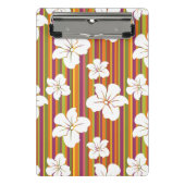 Witte bloemen op een gestreepte achtergrond mini klembord (Voorkant)