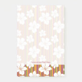 Witte bloemen op een gestreepte achtergrond post-it® notes (Voorkant)