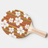 Witte bloemen op een gestreepte achtergrond tafeltennisbatje (Zijkant)