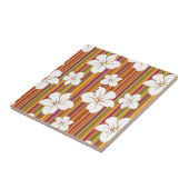 Witte bloemen op een gestreepte achtergrond tegeltje (Zijkant)