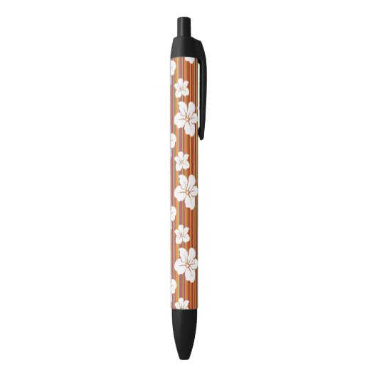 Witte bloemen op een gestreepte achtergrond zwarte inkt pen (Achterkant (Verticaal))