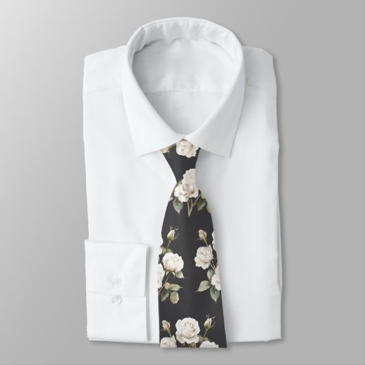 Witte Bloemen op een Goed Geklede Man Stropdas (Gebonden)