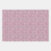 Witte bloemen op een roze achtergrond inpakpapier vel (Voorkant 3)